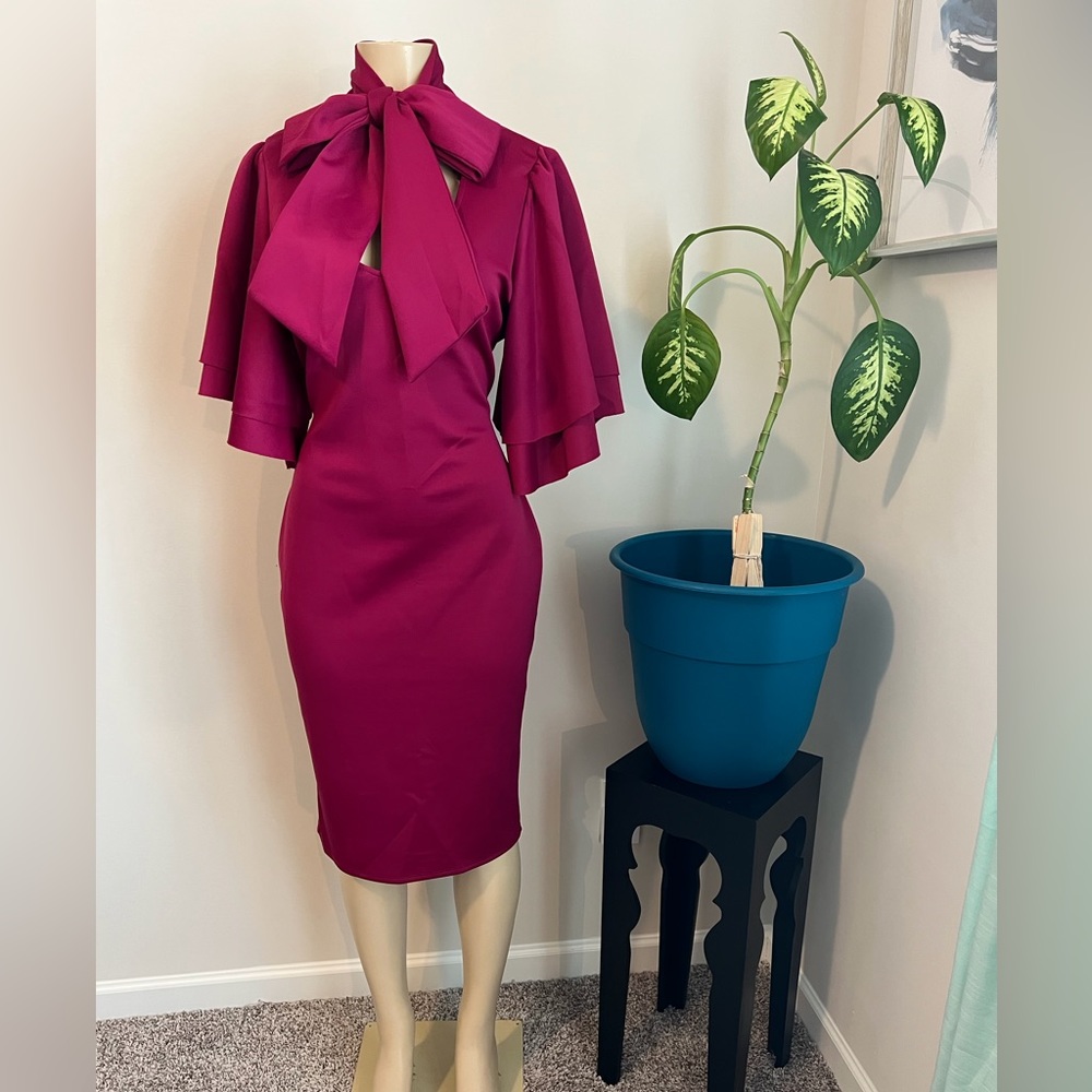 Find Me Plus Fuschia Bow-tie Dress